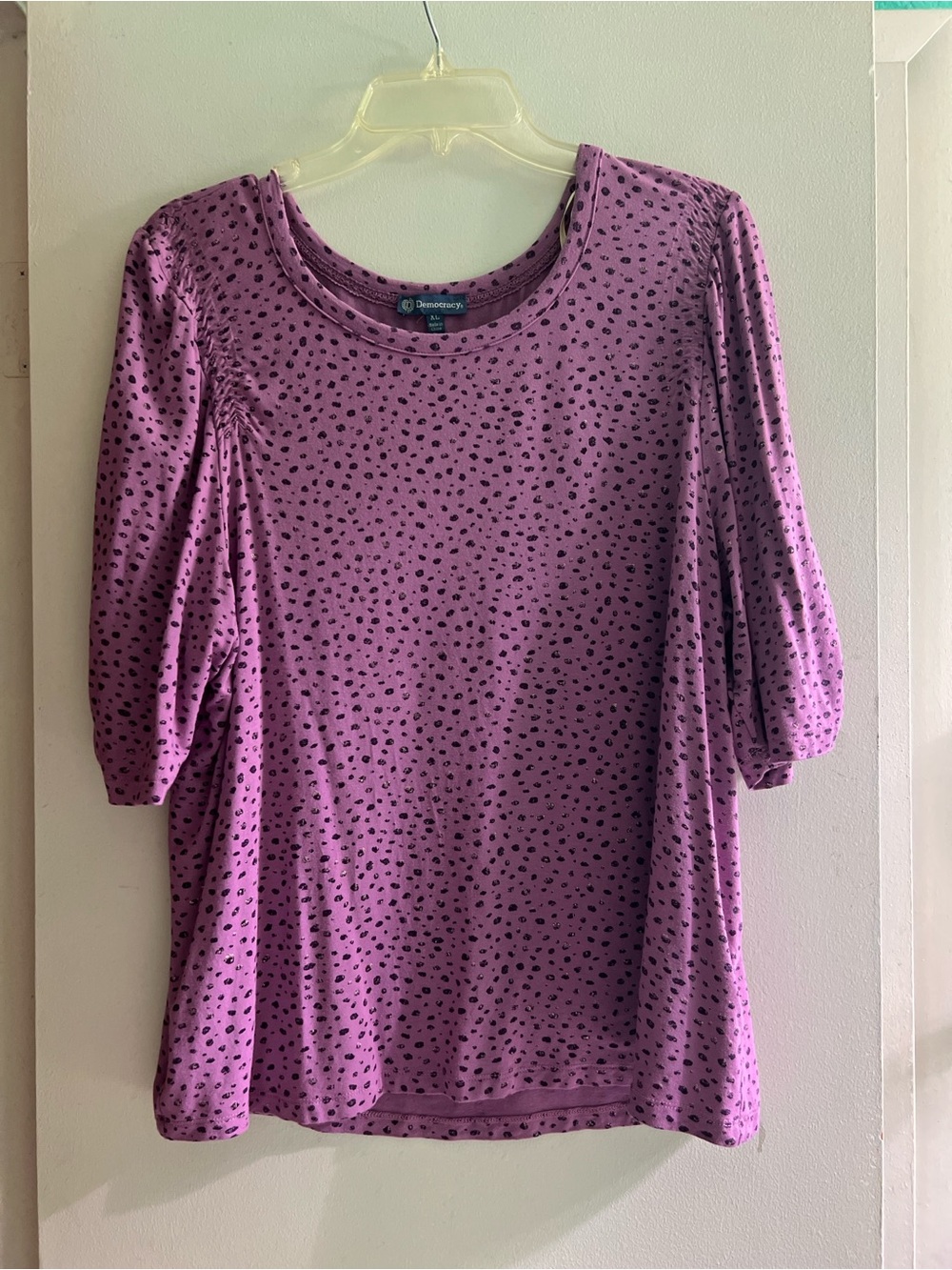 Democracy Lavender Dot Puff Sleeve Tee